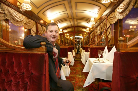 Colonial Tramcar Restaurant co-owner Craig Opie inside one of his trams in 2004.