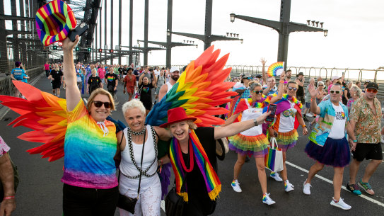 WorldPride 2023, 50,000 people march for equality over the Sydney Harbour Bridge. 