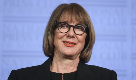 Professor Mary-Louise McLaws, epidemiologist with UNSW, during an address to the National Press Club of Australia in Canberra, 2021.
