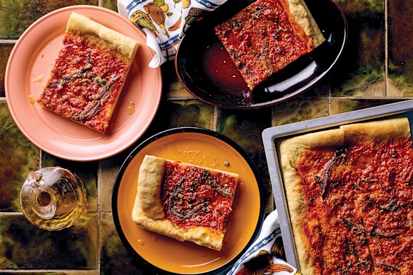 Sicilian-style pizza is big family-gathering food.