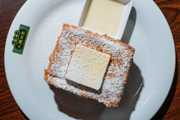 HK-style super thick French toast with red bean.