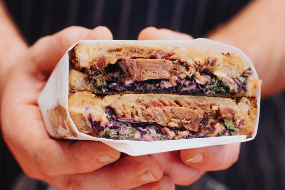 On A Roll’s brisket sandwich.