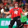 Will Sutherland celebrates after hitting the winning runs for the Renegades in the Melbourne Derby. 