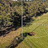 An aerial view of the sinkhole at AJ Burkitt Oval in Heidelberg.