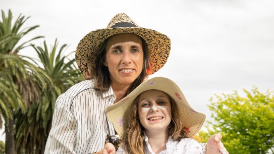 Mia Jones is incredibly cautious of the sun and always makes sure her daughter Mia, 10, is wearing hats, sunglasses and sunscreen.