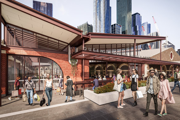 An artist’s impression of the Queen’s Food Hall, the new food court at Queen Victoria Market.