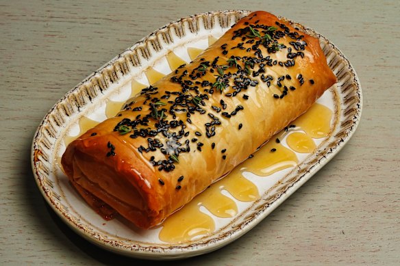 Listen out for the crackle of the filo tiropita (cheese pie).