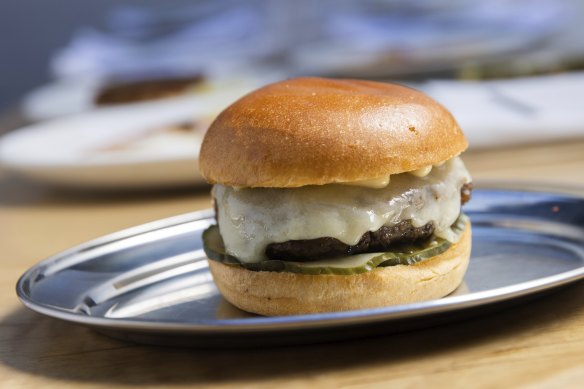 The go-to dish: Burger, with molten raclette and caramelised onions.