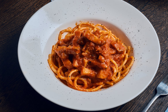 Roman favourite bucatini all’amatriciana is on the opening menu at Casa Mariotti.
