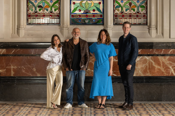 Nomad co-owners Rebecca and Al Yazbek, executive chef Jacqueline Challinor and head chef Brendan Katich (Nomad Melbourne) in the Cathedral Room.