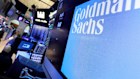 The logo for Goldman Sachs appears above a trading post on the floor of the New York Stock Exchange. (AP Photo/Richard Drew, File)