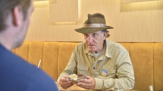 Blaine Gibson with a piece of debris believed to be from missing Malaysia Airlines flight 370.