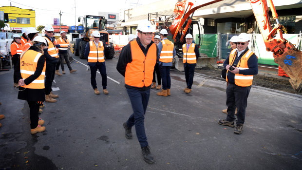 Premier Daniel Andrews attends as ground is broken on the Suburban Rail Loop project in early June.