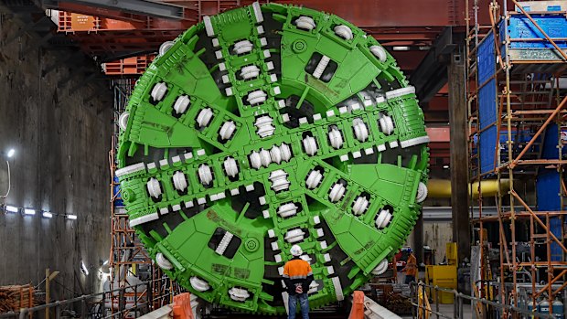A tunnel boring machine in the Metro Tunnel in 2020. 