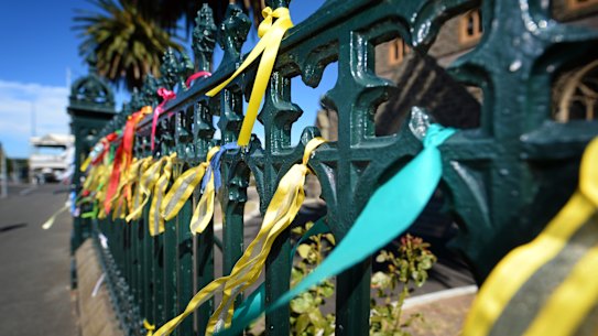 Abuse survivors have tied ribbons to the fences of many churches.