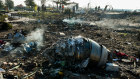 Aircraft parts from the wreckage of the crash near Tehran.