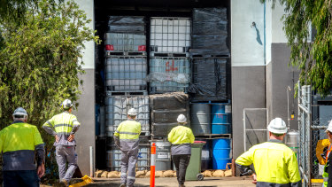 Authorities were faced with a wall of containers filled with toxic waste when they discovered the Epping and Campbellfield warehouses in late December. 