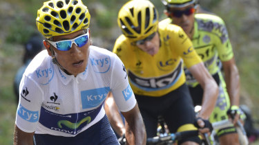 Nairo Quintana, left, on his way to second place in 2015.
