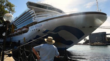 The Ruby Princess cruise ship in Circular Quay in March.
