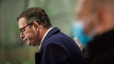 Premier Daniel Andrews and COVID-19 commander Jeroen Weimar on Saturday.