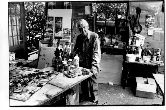 Arthur Boyd in his studio at his Bundanon property in November 1993.