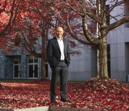 Treasurer Josh Frydenberg in the Senate courtyard at Parliament House.