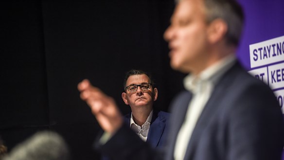 Premier Daniel Andrews with Chief Health Officer Brett Sutton.