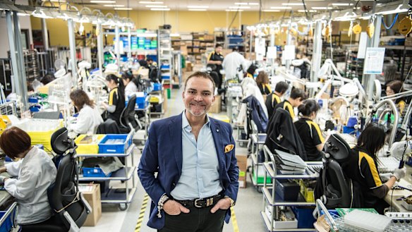Peter Freedman, founder of Rode Microphones, at his factory in Silverwater in 2017. 