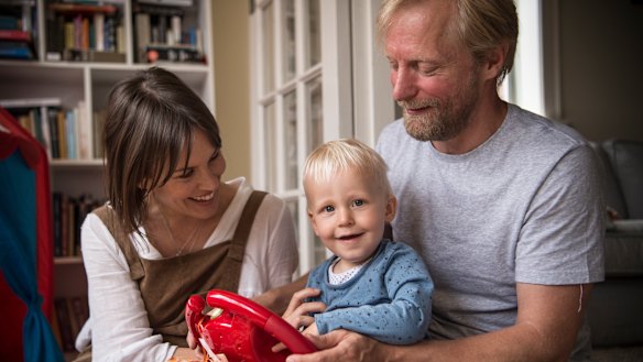 Ainslie McGlynn and Jeremy Waters with their son Jasper.