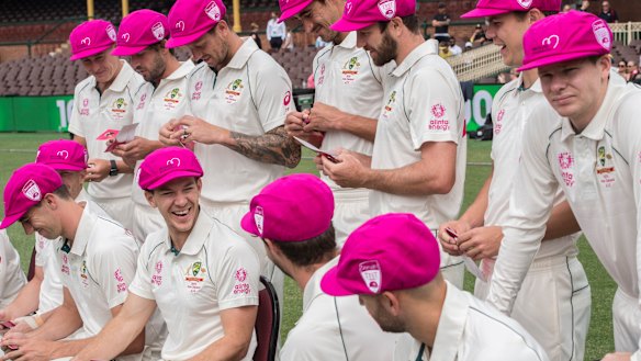The Australian team ahead of last summer's Sydney Test