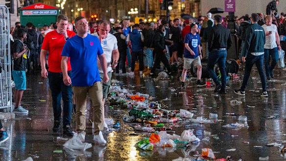 England fans take to the street after Italy’s team claimed victory over England in the UEFA Euro 2020 final.