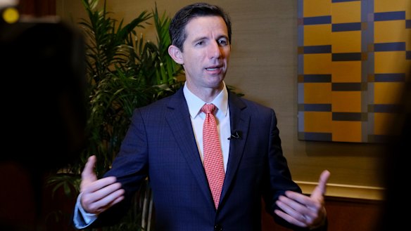 Simon Birmingham in Beijing: 'Disappointed'.