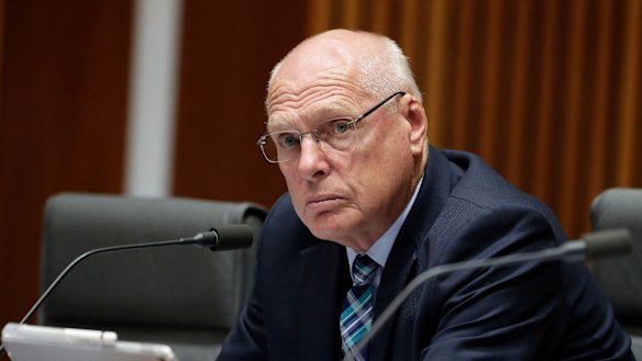 Senator Jim Molan during a Senate estimates hearing in 2019.