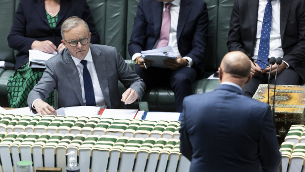 Anthony Albanese and Peter Dutton in parliament on Tuesday.