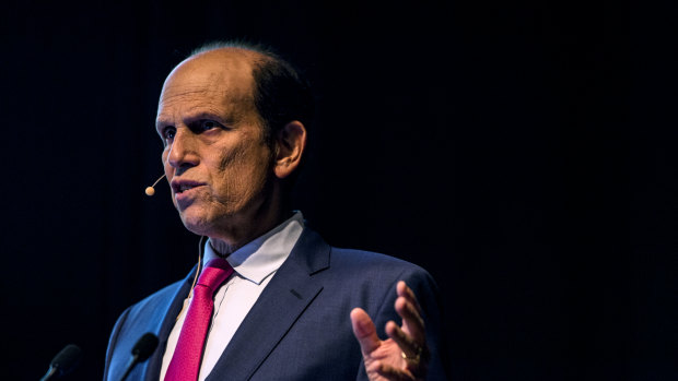 Michael Milken, chairman of the Milken Institute speaking at the Sohn Hearts and Minds at Art Gallery of NSW on Sunday.  