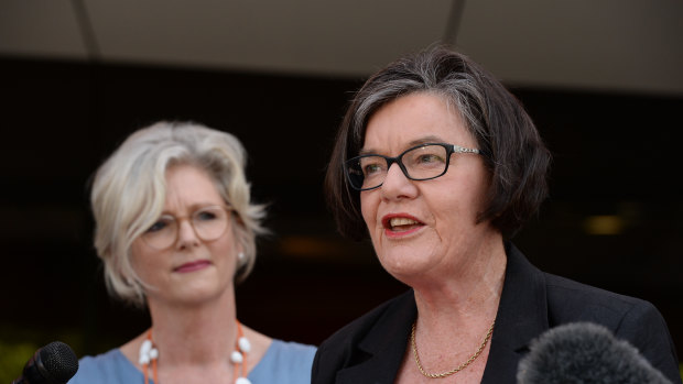 Cathy McGowan with her preferred replacement, Helen Haines.