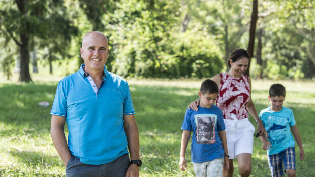 Adrian Piccoli with his wife Sonia Piccoli, and sons Jasper, 8, and Finn, 10.