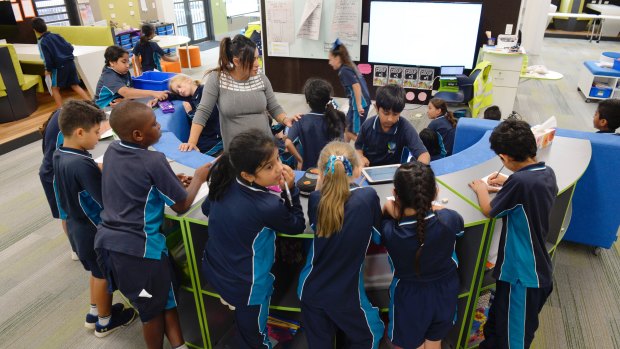 Inside a learning hub classroom at St Luke's in Marsden Park. 