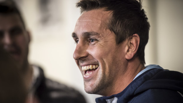 Mitchell Pearce looked relaxed as he answered questions from the media on Wednesday night.