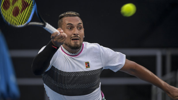 Nick Kyrgios on Tuesday night at the Australian Open.