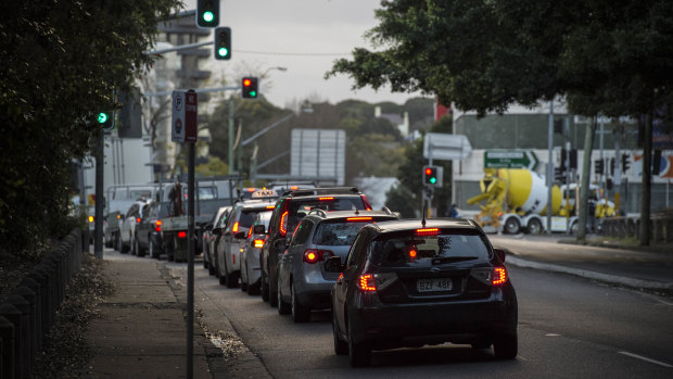 Traffic along Dacey Avenue in Alexandria, Sydney.