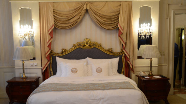 The master bedroom in the presidential suite. Former Indonesian president Megawati Sukarnoputri would stay in this 800 square metre, two storey suite when she visited Surabaya. 