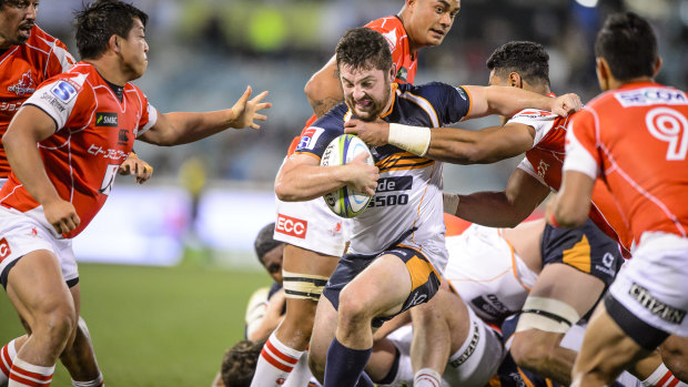 Connal McInerney played 80 minutes against the Sunwolves in round 16, in just his third Super Rugby game.
