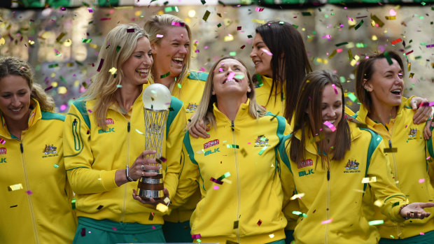 The Australians celebrate their 2015 World Cup triumph.