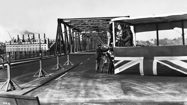 Preparations for the opening of the  Iron Cove Bridge