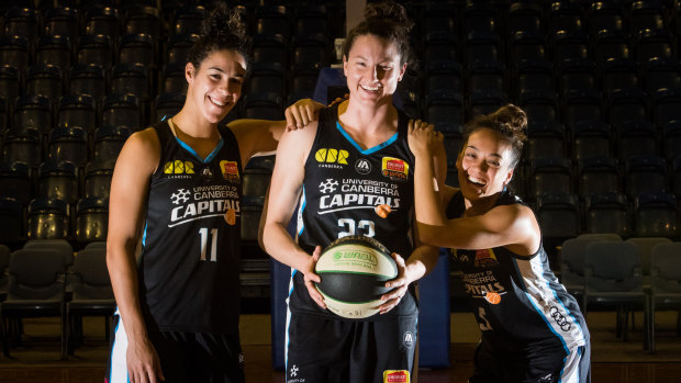 The Capitals hope Kia Nurse, left, and Leiliani Mitchell, right, return to Canberra to link with Kelsey Griffin.