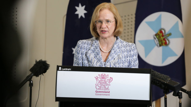 Queensland Chief Health Officer Jeannette Young speaks to media during a COVID-19 update on Wednesday.