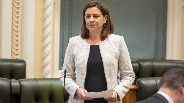 Queensland Opposition Leader Deb Frecklington speaks during question time earlier this month.