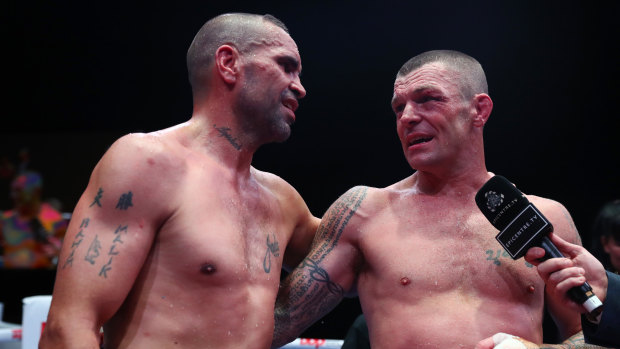 Mundine and Wayne Parr are interviewed after their fight.