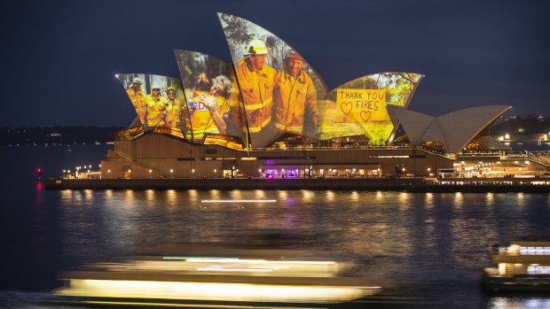 Opera House honours the hard work of firefighters during the current bushfire season.